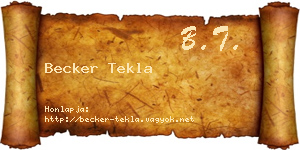 Becker Tekla névjegykártya